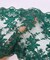 Hunter Green Floral Embroidered Lace Table Runner by the Yard, 14" Wide Sequin Mesh Lace Trim with Scalloped Edges